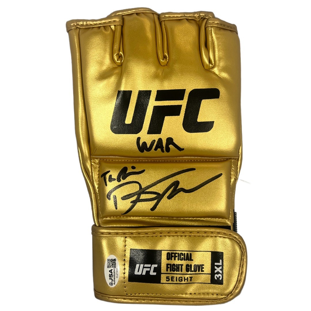 Dustin Poirier autographed signed inscribed gold glove UFC JSA The Diamond