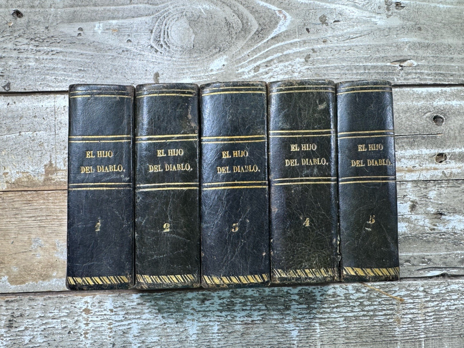 1847 Antique Novella Series “El Hijo Del Diablo” Feval, Vol. 1-5