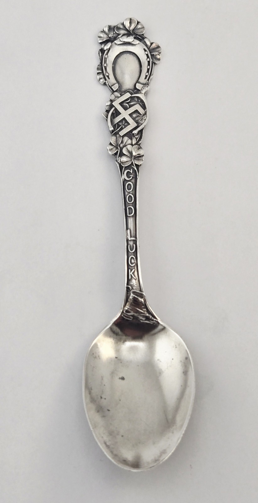 VTG Pre 1933 Paye & Baker Sterling Silver Good Luck Swastika Shamrock Spoon 18g