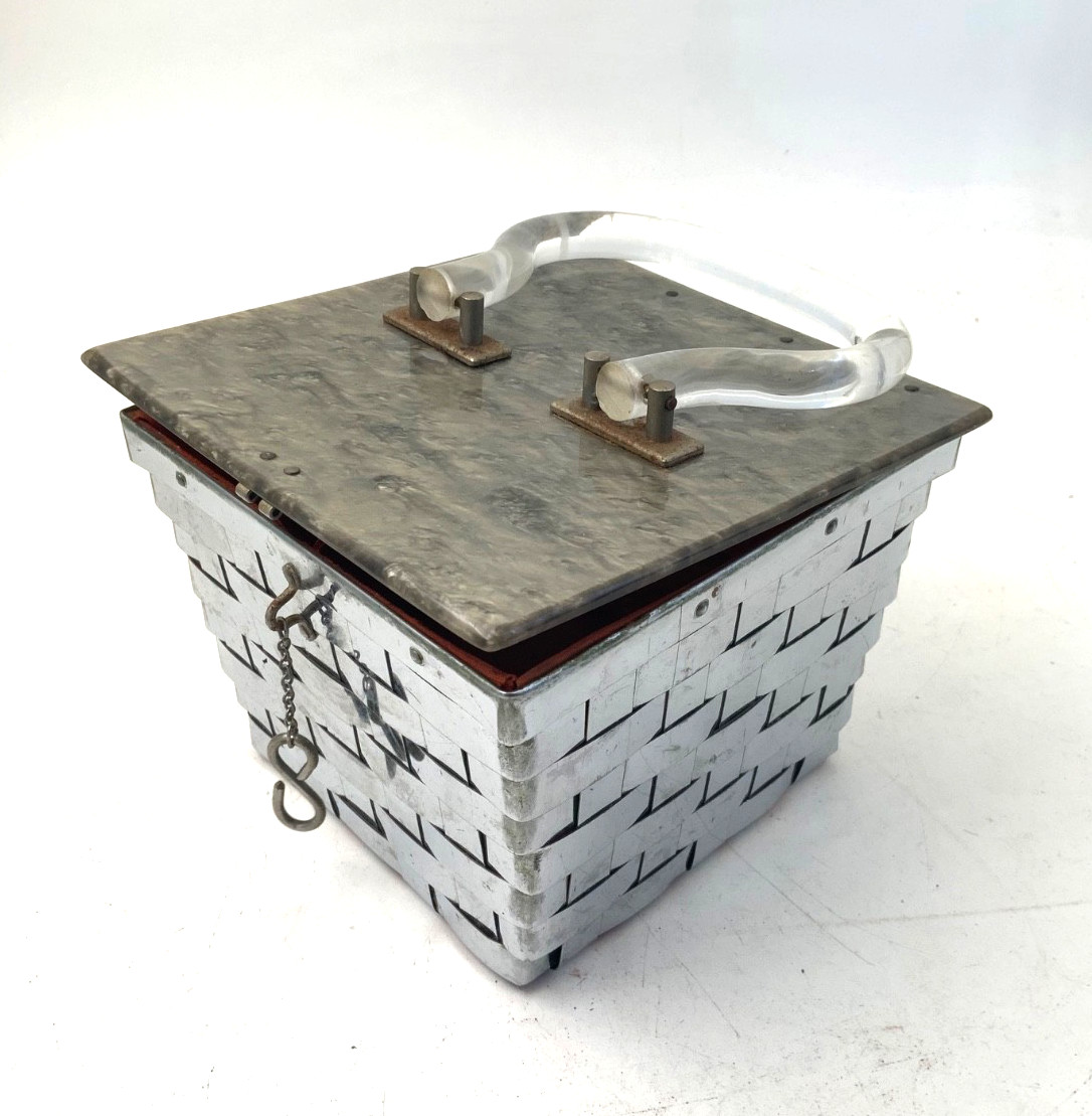 Vintage Dorset & Rex Fifth Avenue Lucite Metal Basket Weave Purse