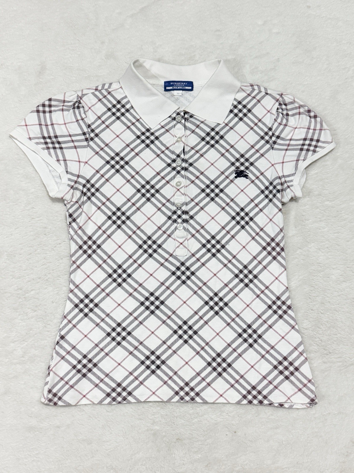 Burberry Blue Label Vintage Nova Check Collar Plaid Polo Shirt Vintage Women’s Burberry Blue Label Vintage Nova Check Collar Plaid Polo Shirt Vintage Women’s