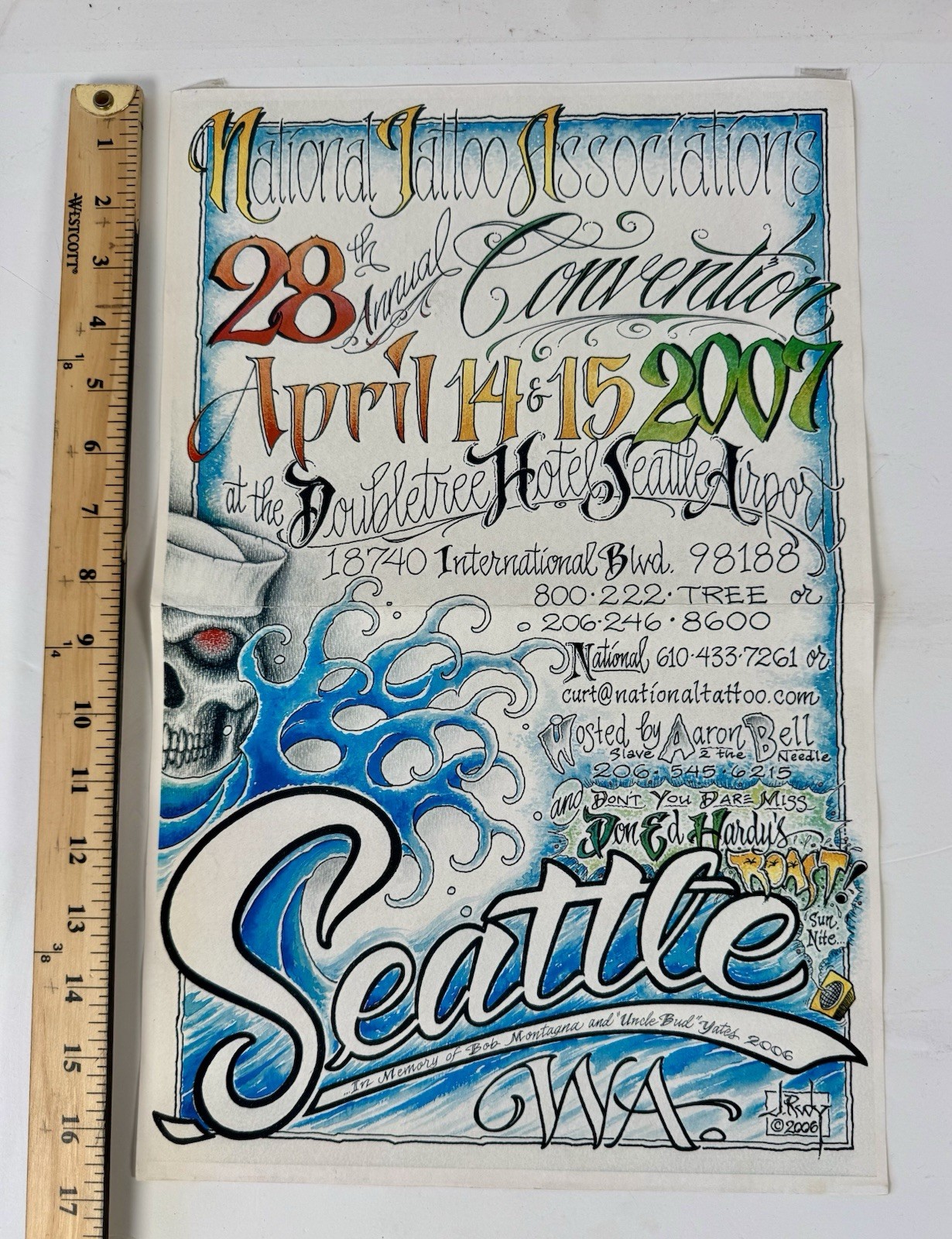 2007 National Tattoo Assoc. Seattle Convention Poster By Jack Rudy RIP 11x17