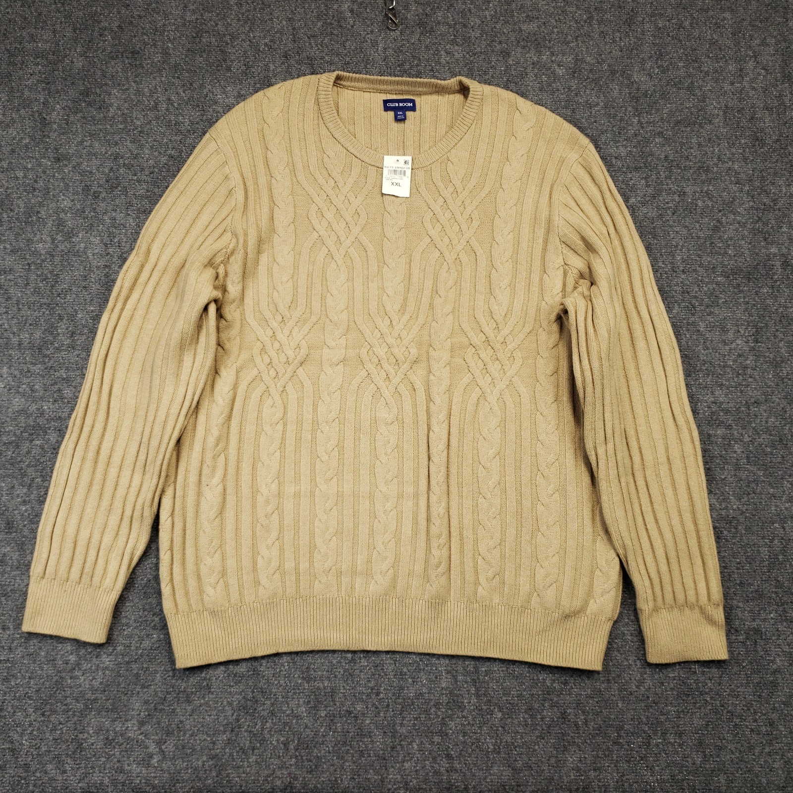 Club Room Sweater Men\'s XXL Cable Knit Cotton Blend Crew Neck Long Sleeve NEW