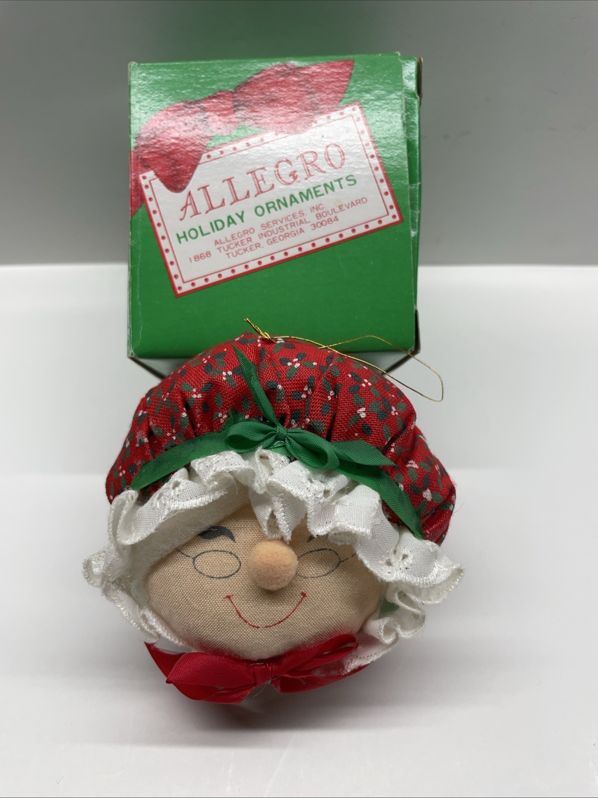 Allegro Russ Berrie PD2171 Mrs Claus Fabric Ornament Vintage Christmas Decor