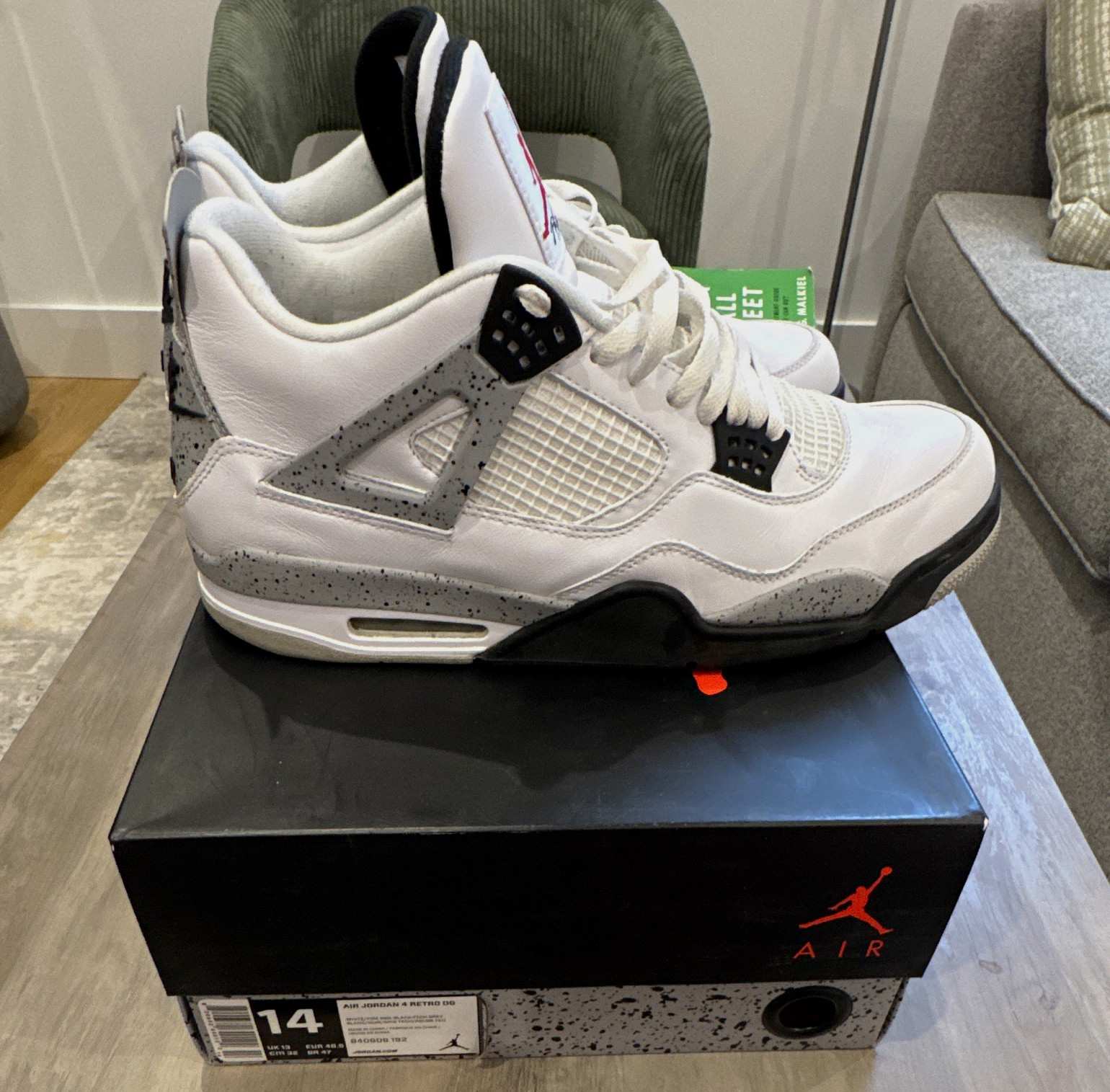 Jordan Air Jordan 4 Retro OG White Cement Mid Top Men\'s US 14 840606-192 Jordan Air Jordan 4 Retro OG White Cement Mid Top Men\'s US 14 840606-192
