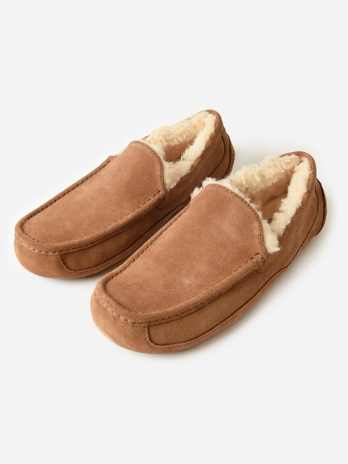 $120 NEW UGG Men\'s Ascot Slippers Chestnut Suede Sheepskin Indoor/Outdoor Sz 10