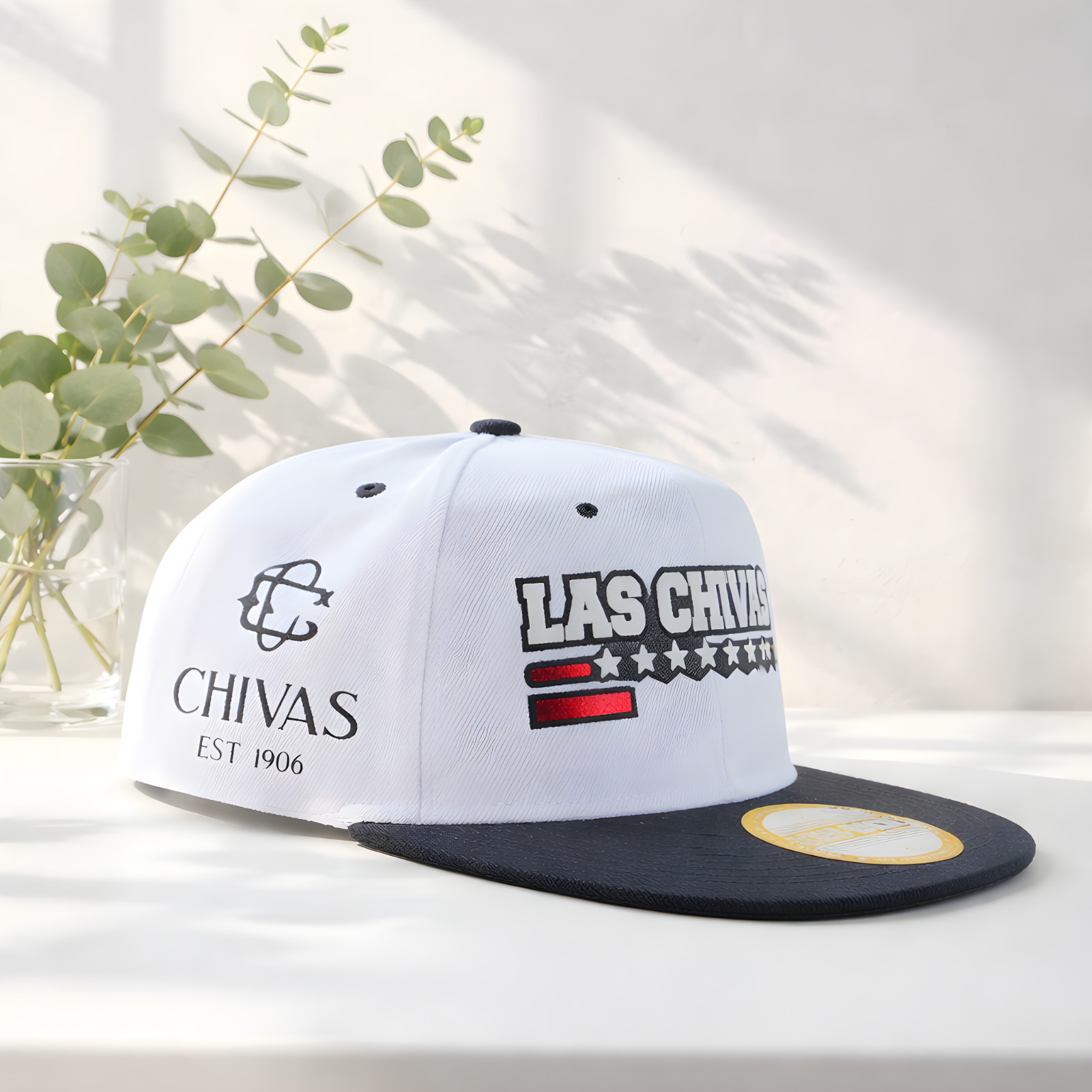 Club Las Chivas Snapback Hat White High-density 3D Material Secure Fit Distincti