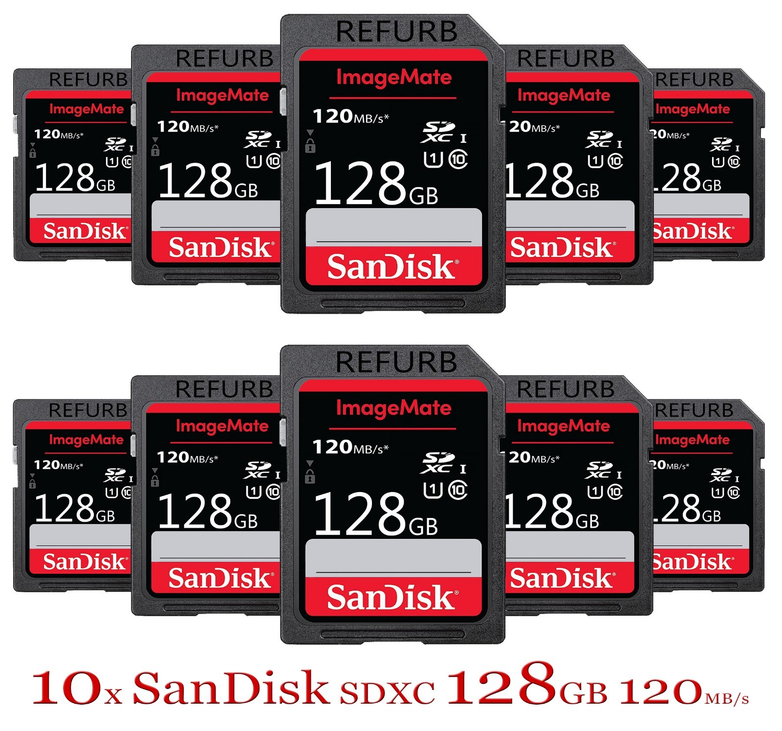 10x SanDisk 128GB ImageMateSDXC UHS-I / Class 10 Memory Card, Speed 120MB/s
