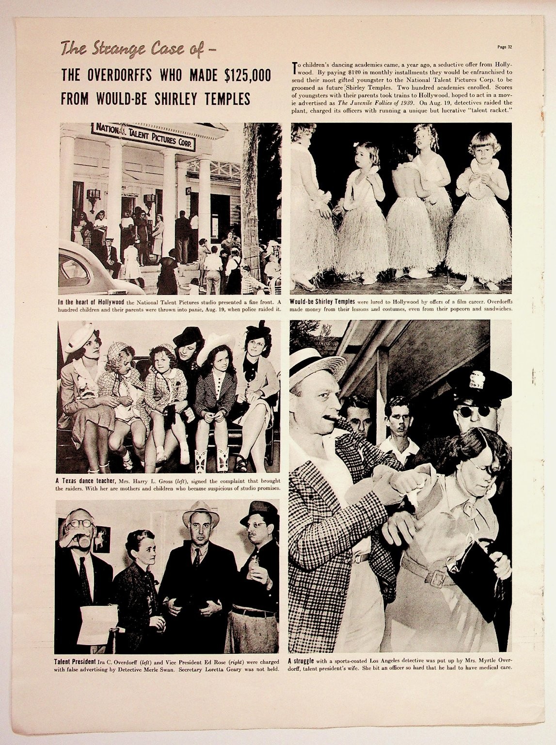 1939 Hollywood Child Talent Agency Scandal Overdorff Shirley Temple Magazine