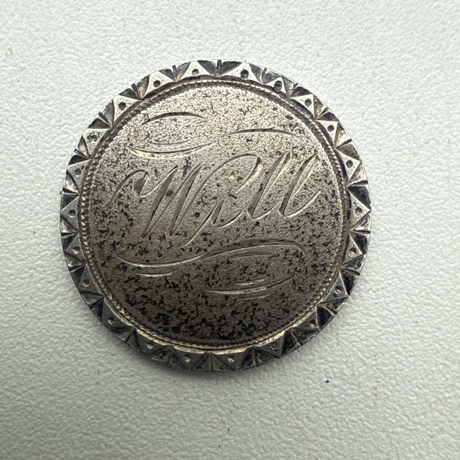 ANTIQUE 1876 SEATED LIBERTY DIME LOVE TOKEN ENGRAVED MONOGRAM