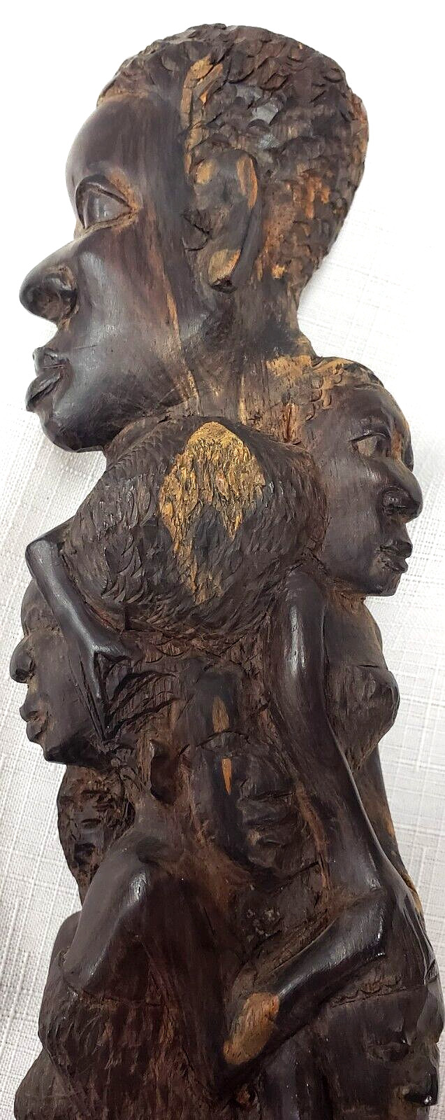 Vintage Makonde Tree of Life, African Mask Carving Art Ebony Wood, Tanzania,U.N.