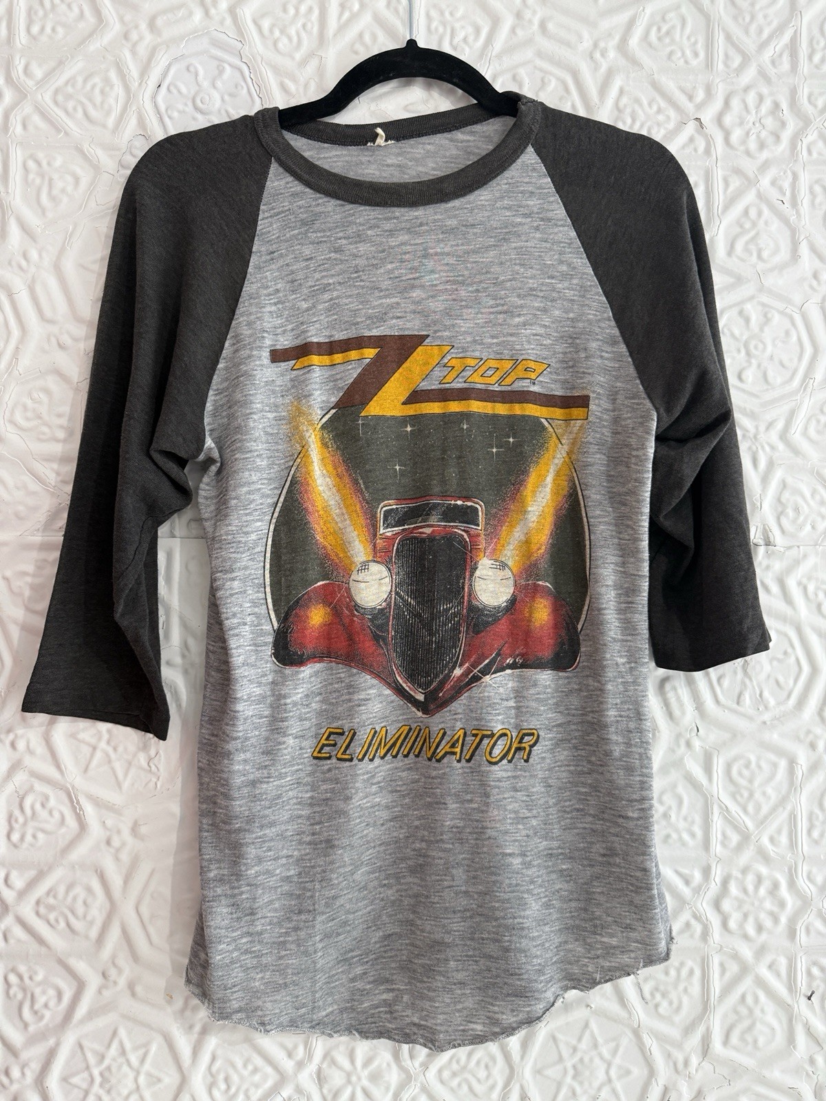 vintage 1983 ZZ Top Eliminator Raglan Tour Tee-Tshirt-Jersey-Double sided grey