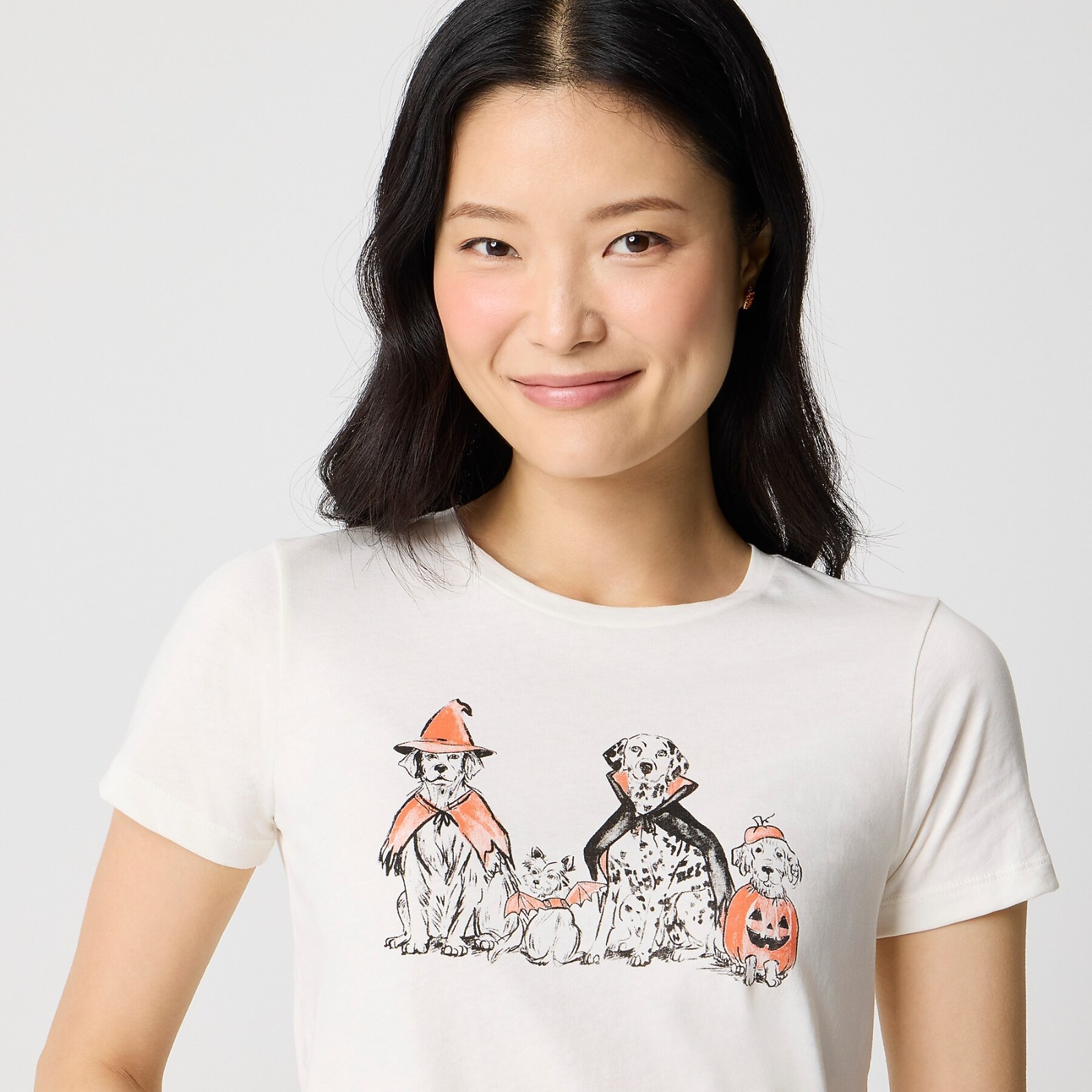 NWT J. Crew Womens Collector Tee Shirt Top Halloween Costume Dogs $49 Sz Med