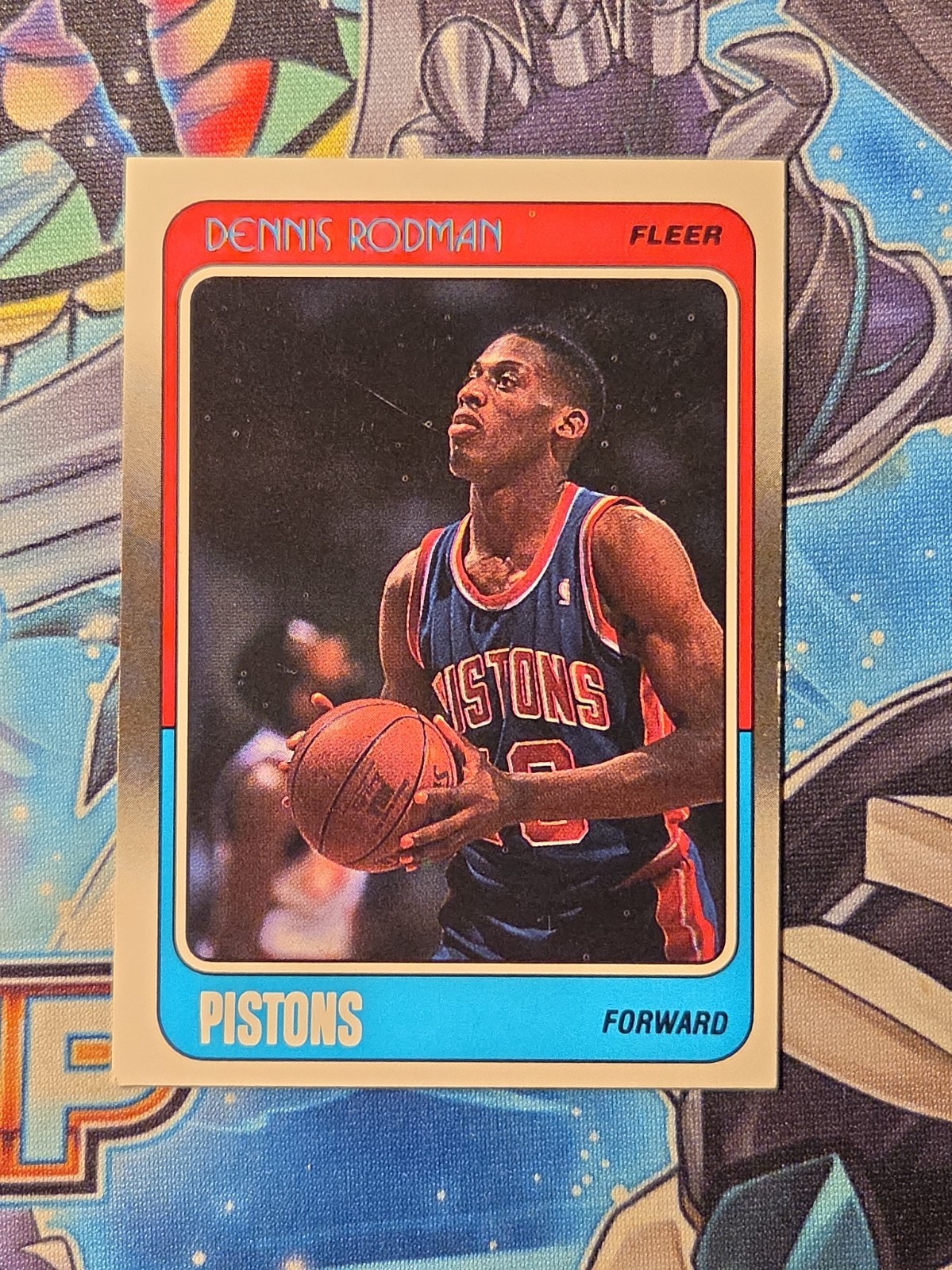 1988-89 Dennis Rodman Fleer Basketball Card #43 RC Rookie Card Detroit Pistons 1988-89 Dennis Rodman Fleer Basketball Card #43 RC Rookie Card Detroit Pistons