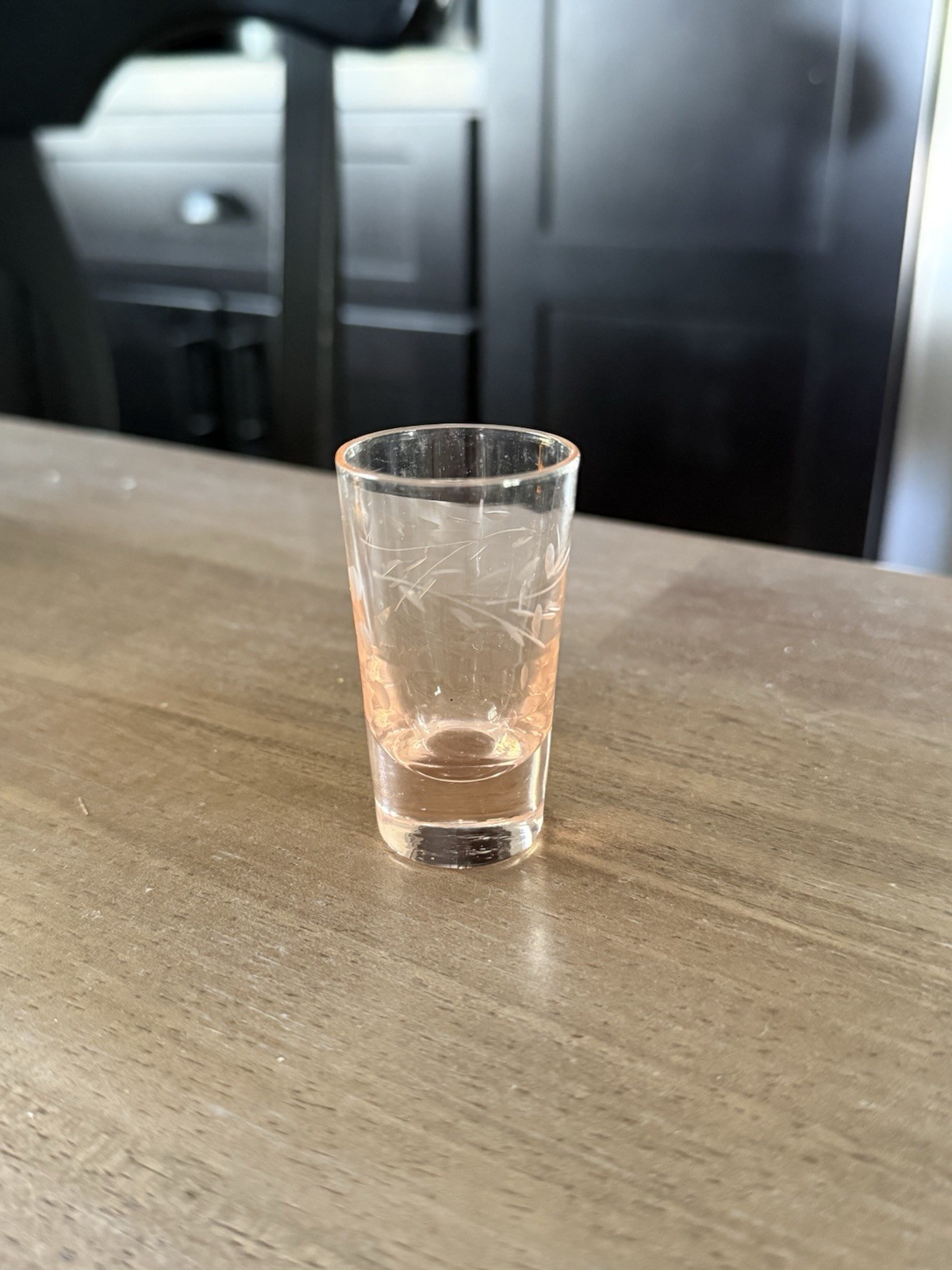 Rare c.1945 Pioneer Occupied Japan Willow Moon Pink Hand-Blown 1oz Shot Glass