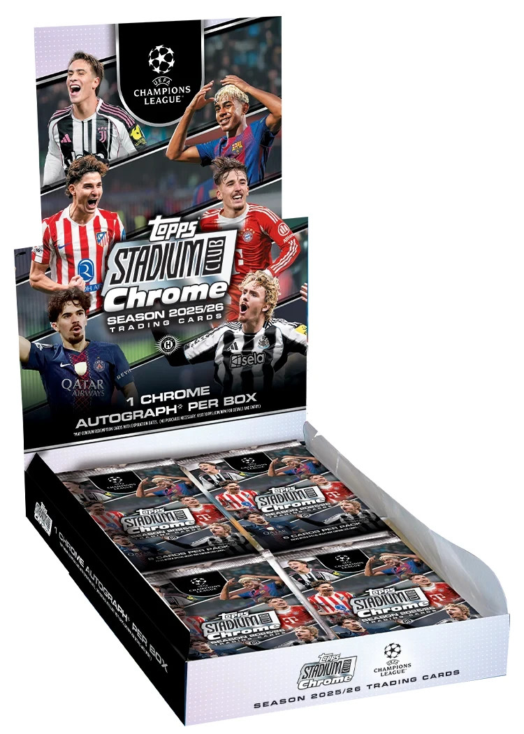 NEW 2025/26 Topps Stadium Club Chrome UEFA Champions League Hobby Box – PRESALE⚽