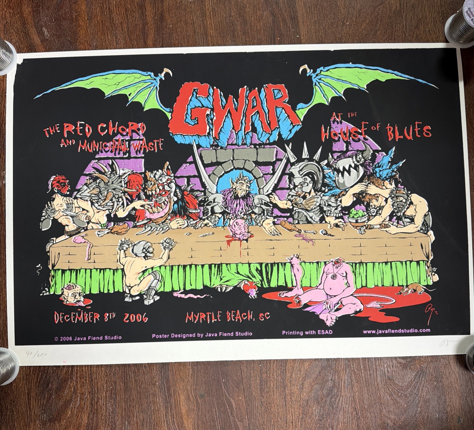 Gwar Rare Last Supper Vintage Poster signed & Numbered 2006 Myrtle Beach SC HOB