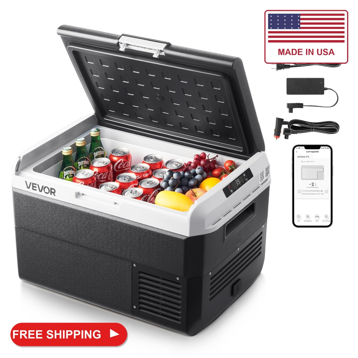 VEVOR 12 Volt Car Refrigerator, 52.8QT/50L Car Fridge, Portable Electric Cooler