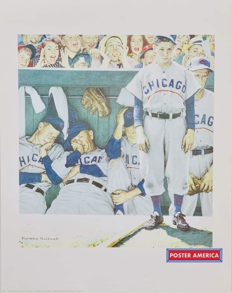 Norman Rockwell The Dugout Chicago Cubs Poster 22 x 28
