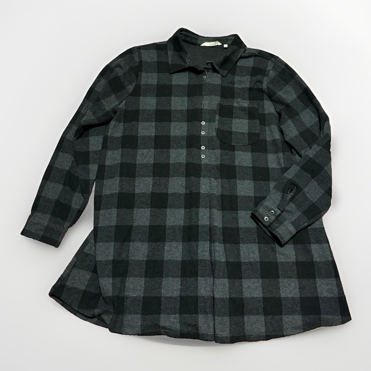 Women\'s XL Soft Surroundings Buffalo Plaid Tunic Flannel Style Top