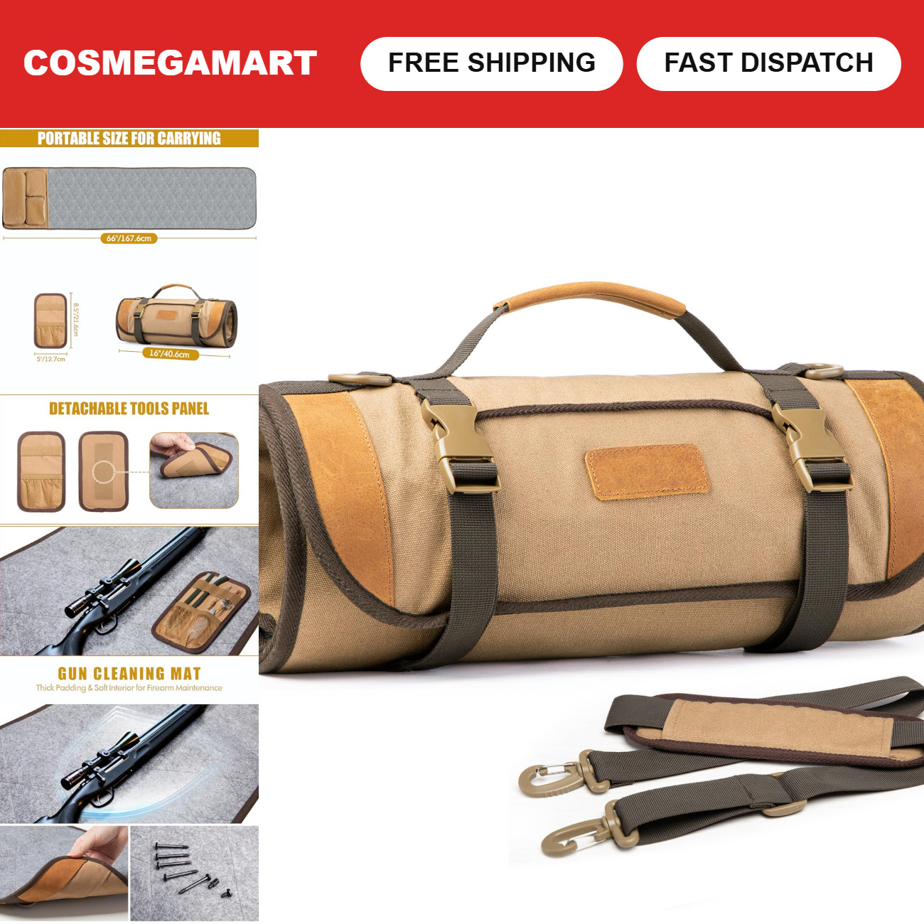 Universal Gun Cleaning Mat - Roll-Up Rifle & Shotgun Cleaning Pad, Waterproof &