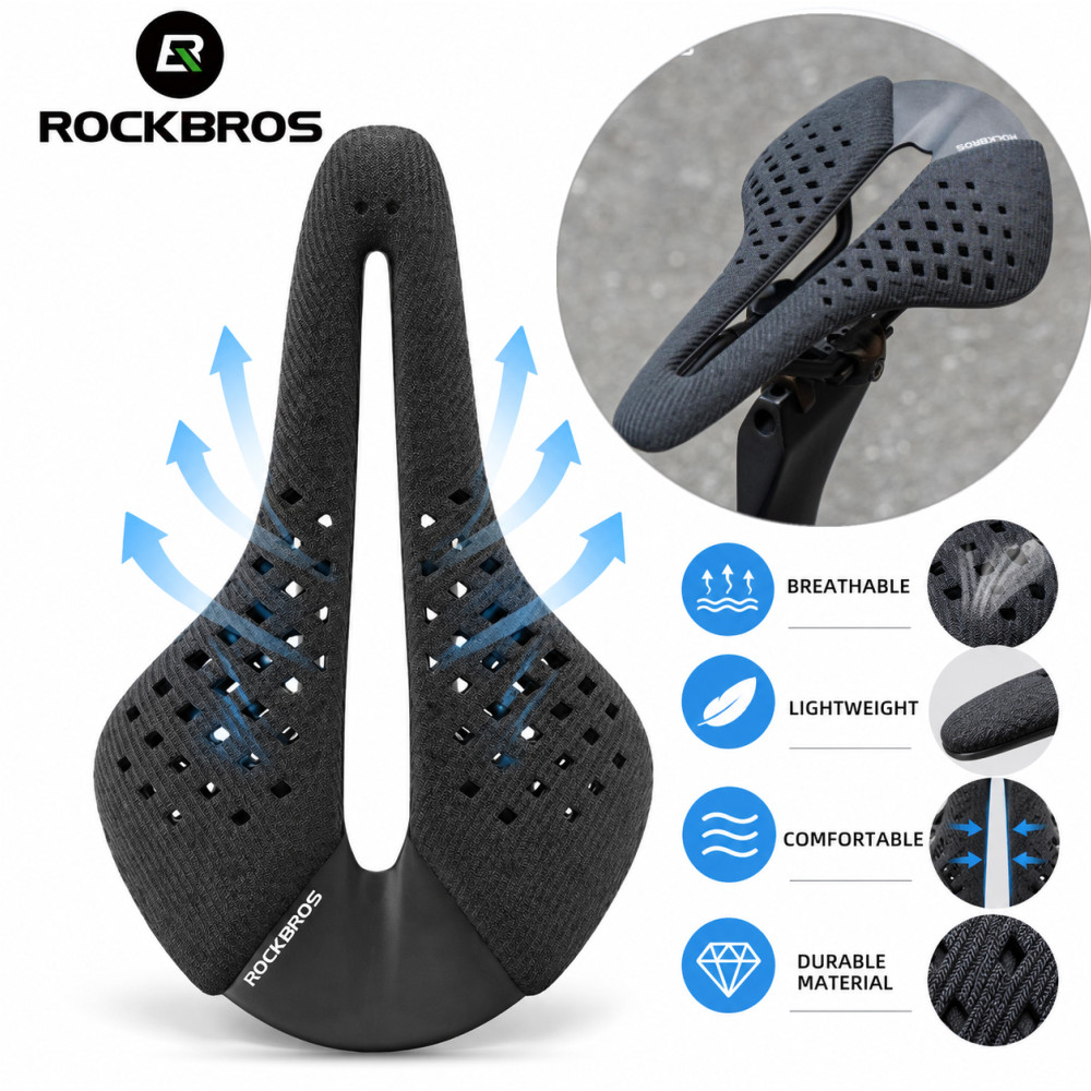 ROCKBROS 3D Printed Bike Saddle ETPU Carbon Fiber Lightweight 180g Road Seat MTB