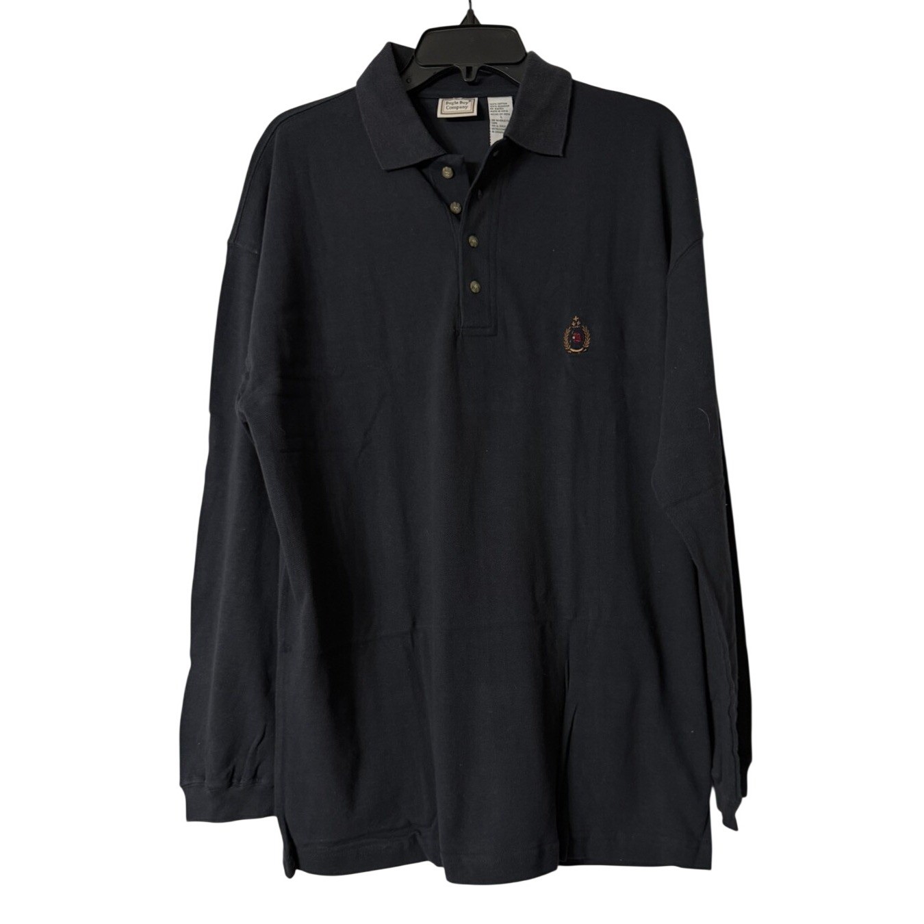 NWT Vintage Bugle Boy 1990s Mens Long Sleeve Pullover Navy Blue Shirt Size Large NWT Vintage Bugle Boy 1990s Mens Long Sleeve Pullover Navy Blue Shirt Size Large