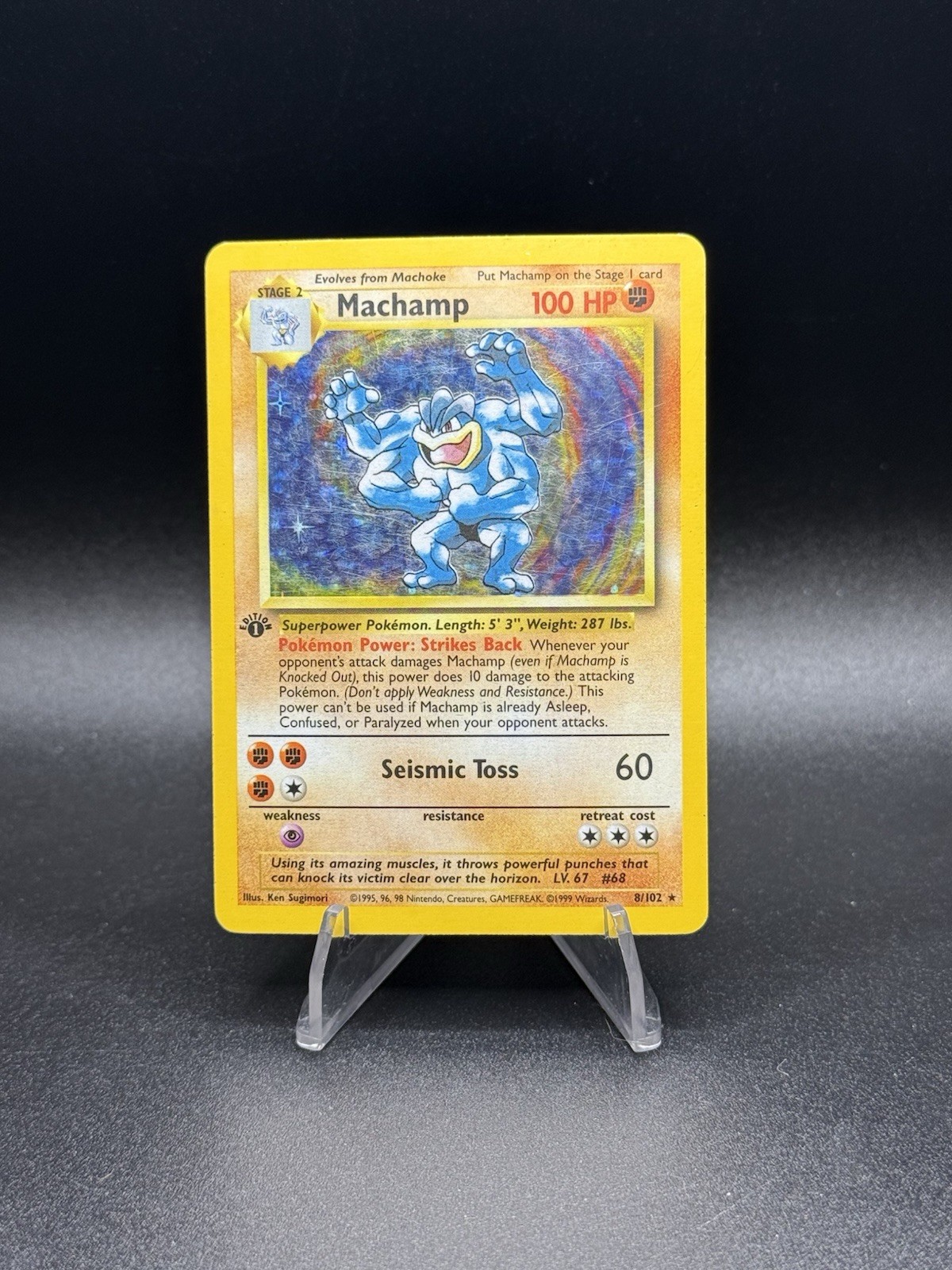 Pokémon TCG Machamp Base Set 8/102 Holo Unlimited Holo Rare Pokémon TCG Machamp Base Set 8/102 Holo Unlimited Holo Rare