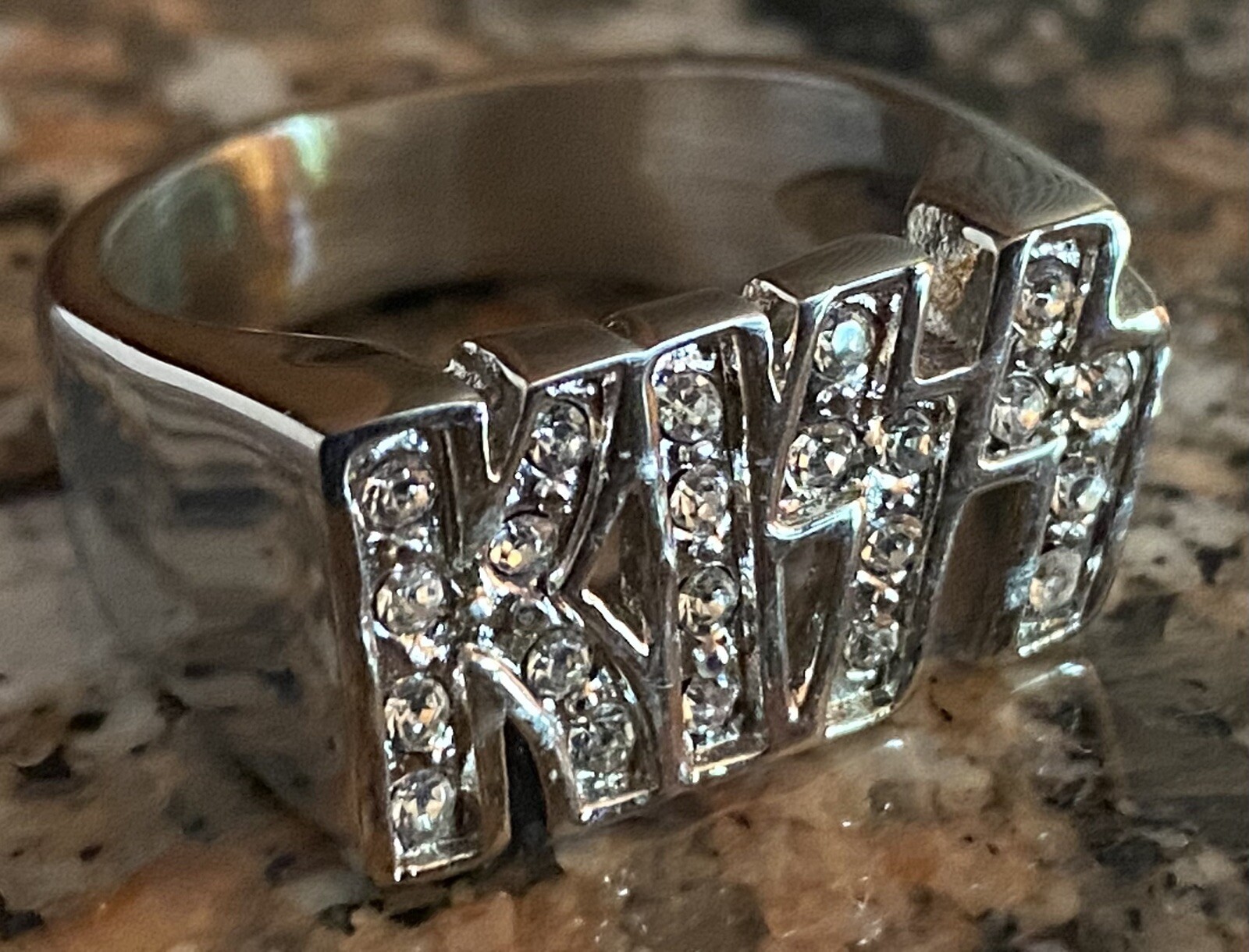 KISS Logo Ring Diamond Cut Stones (Stainless Steel)