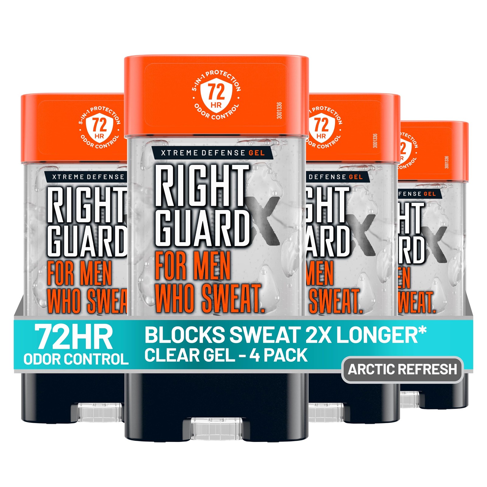 Right Guard Xtreme Defense Antiperspirant 4 Ounce (Pack of 4), Clear