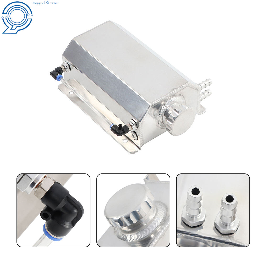 2L Polished Aluminum Coolant Radiator Overflow Reservoir Expansion Water Tank