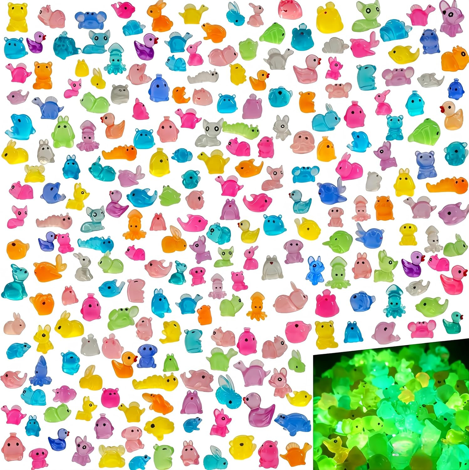 280Pcs Mini Resin Animals Glow in the Dark, Tiny Luminous Animal Figurines Bulk, 280Pcs Mini Resin Animals Glow in the Dark, Tiny Luminous Animal Figurines Bulk,