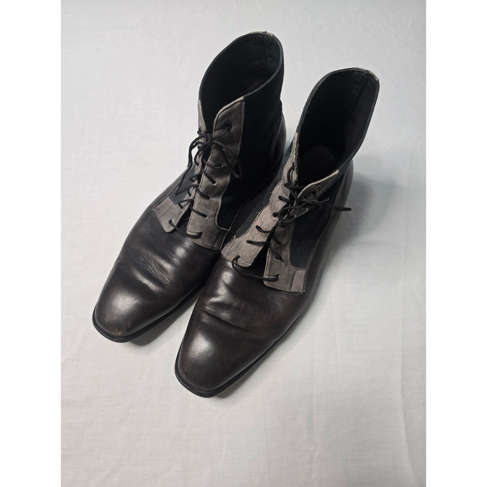 Franco Cuadra Mens Black Grey Leather Lace Up Ankle Boots Size 28 US 9 EUC