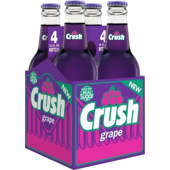 (3 pack) Crush Grape Soda Made with Sugar, 12 fl oz, 4 pack (3 pack) Crush Grape Soda Made with Sugar, 12 fl oz, 4 pack