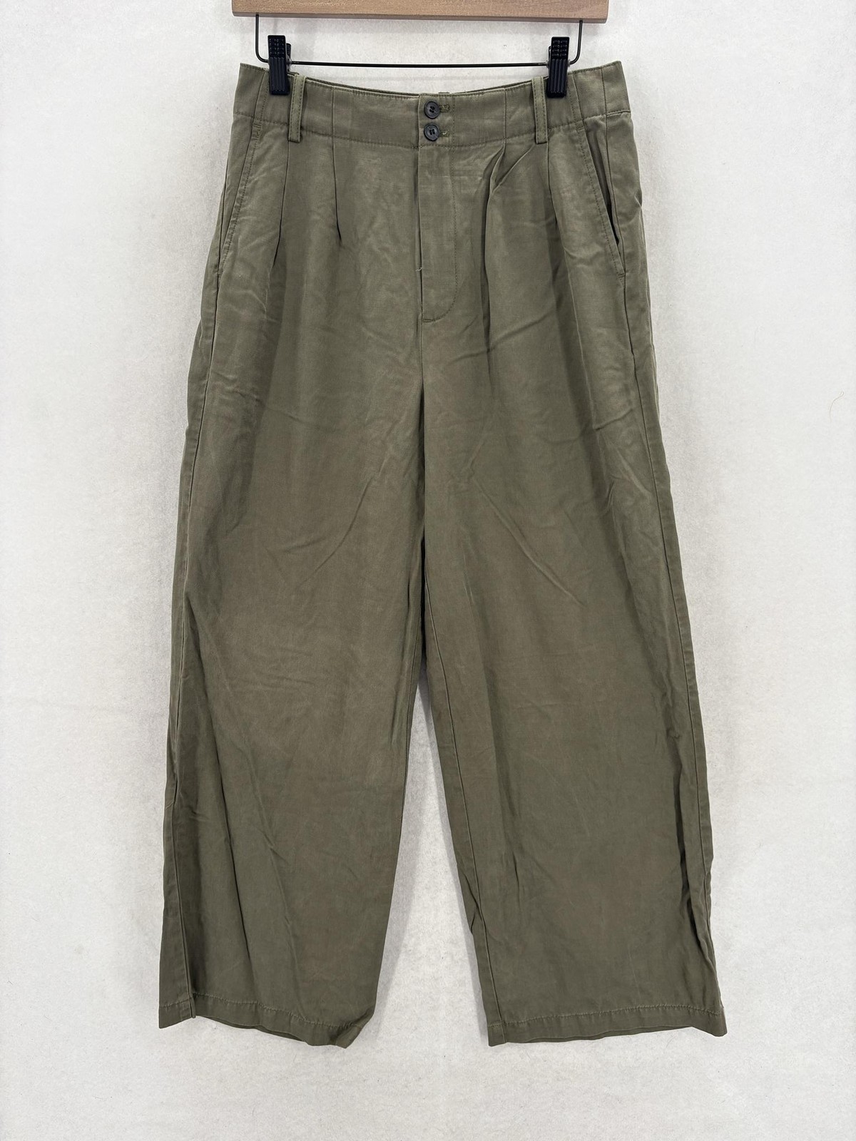 Madewell The Harlow Wide Leg Pants Womens 4 Green Drapey Twill TENCEL Lyocell