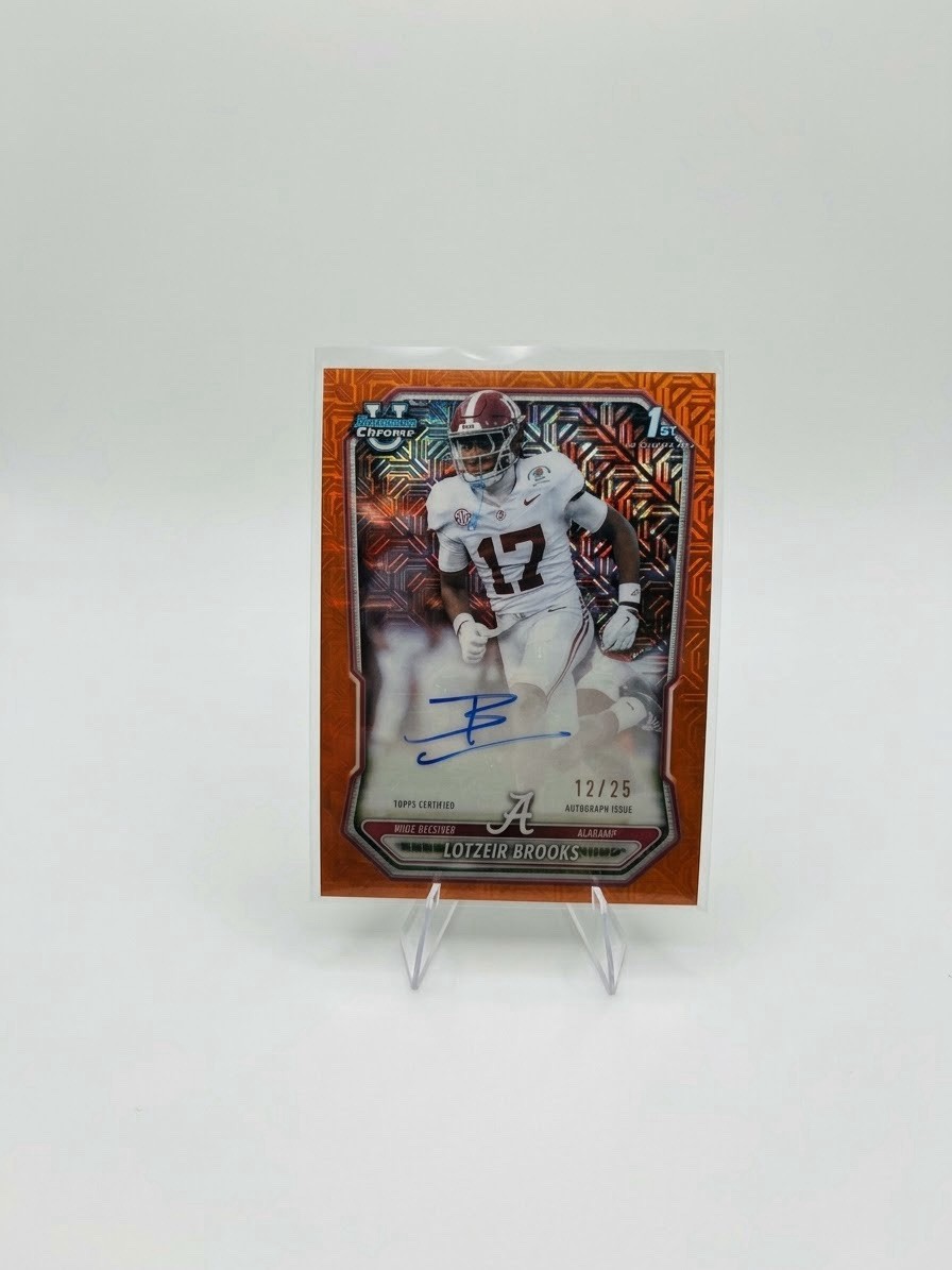 2026 Bowman Football Lotzier Brooks Bowman 1st Auto /25 Orange Mojo On Card Auto
