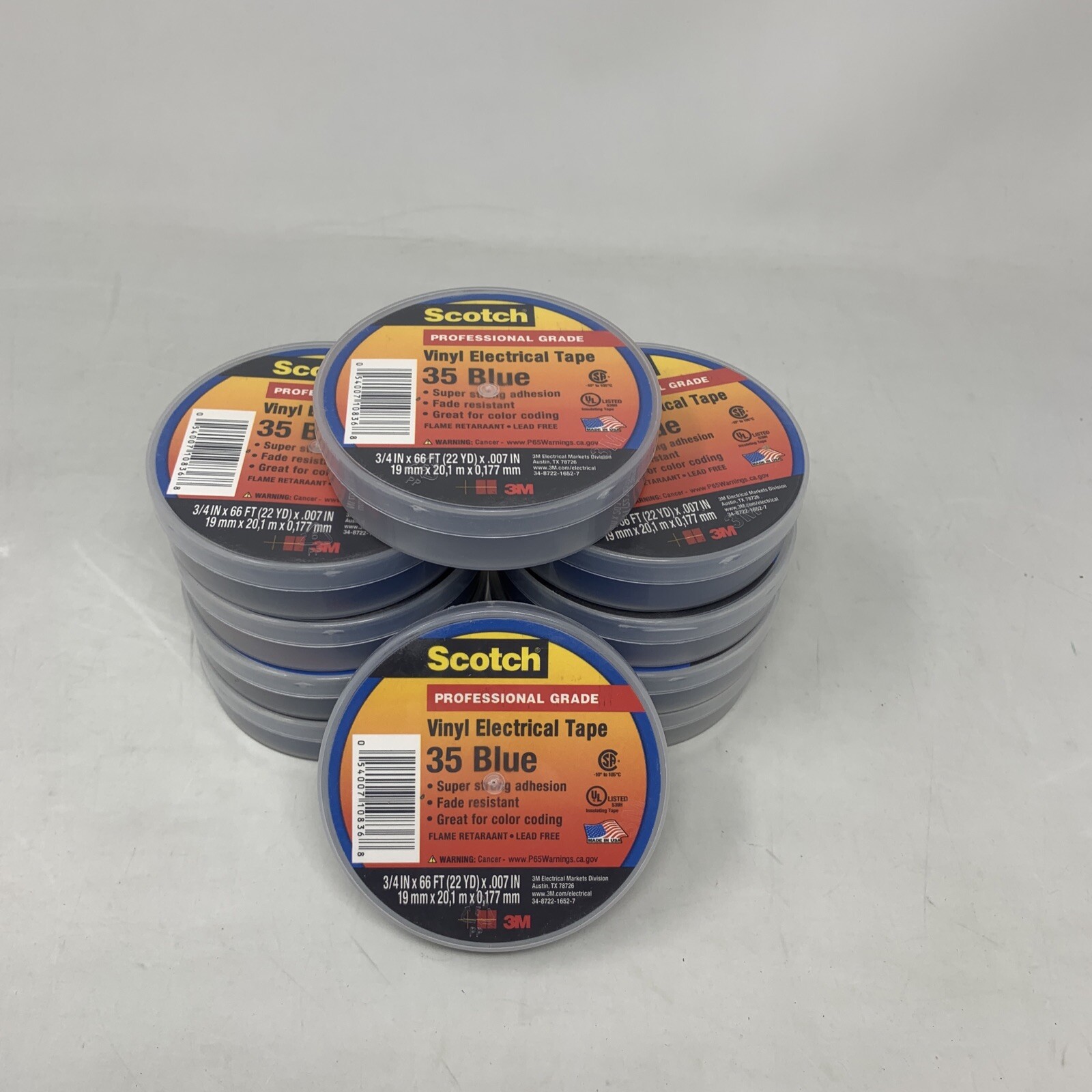 3M 35 Scotch Vinyl Electrical Color Coding Tape Blue , 3/4 in x 66 ft, 10 Rolls 3M 35 Scotch Vinyl Electrical Color Coding Tape Blue , 3/4 in x 66 ft, 10 Rolls