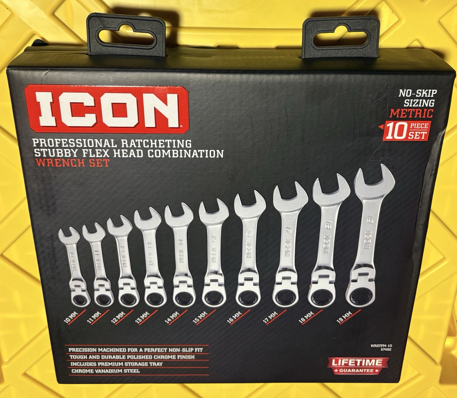 ICON WRSTFM-10 10 Piece Ratcheting Stubby Flex Head Wrench Set Metric 10-19mm ICON WRSTFM-10 10 Piece Ratcheting Stubby Flex Head Wrench Set Metric 10-19mm