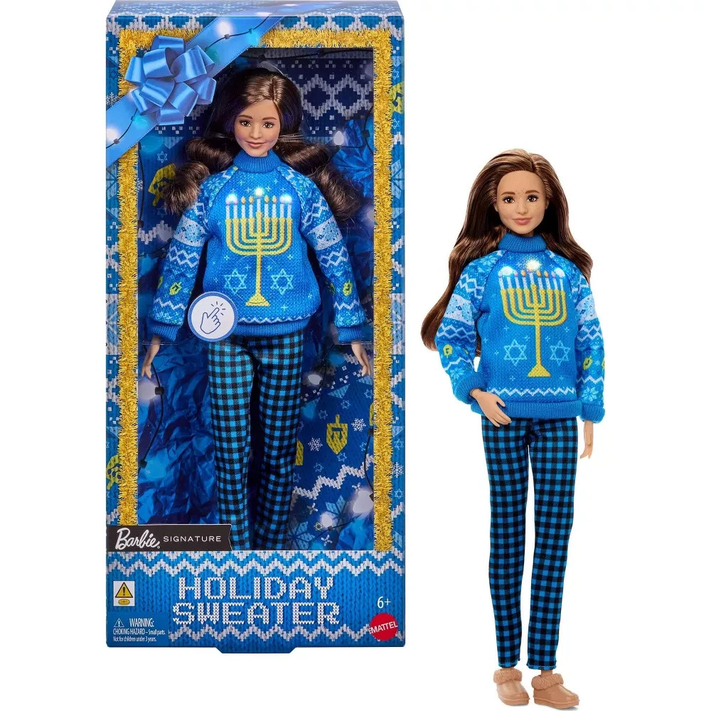 2026 Barbie Signature LIGHT UP Holiday Sweater Hannukah Doll