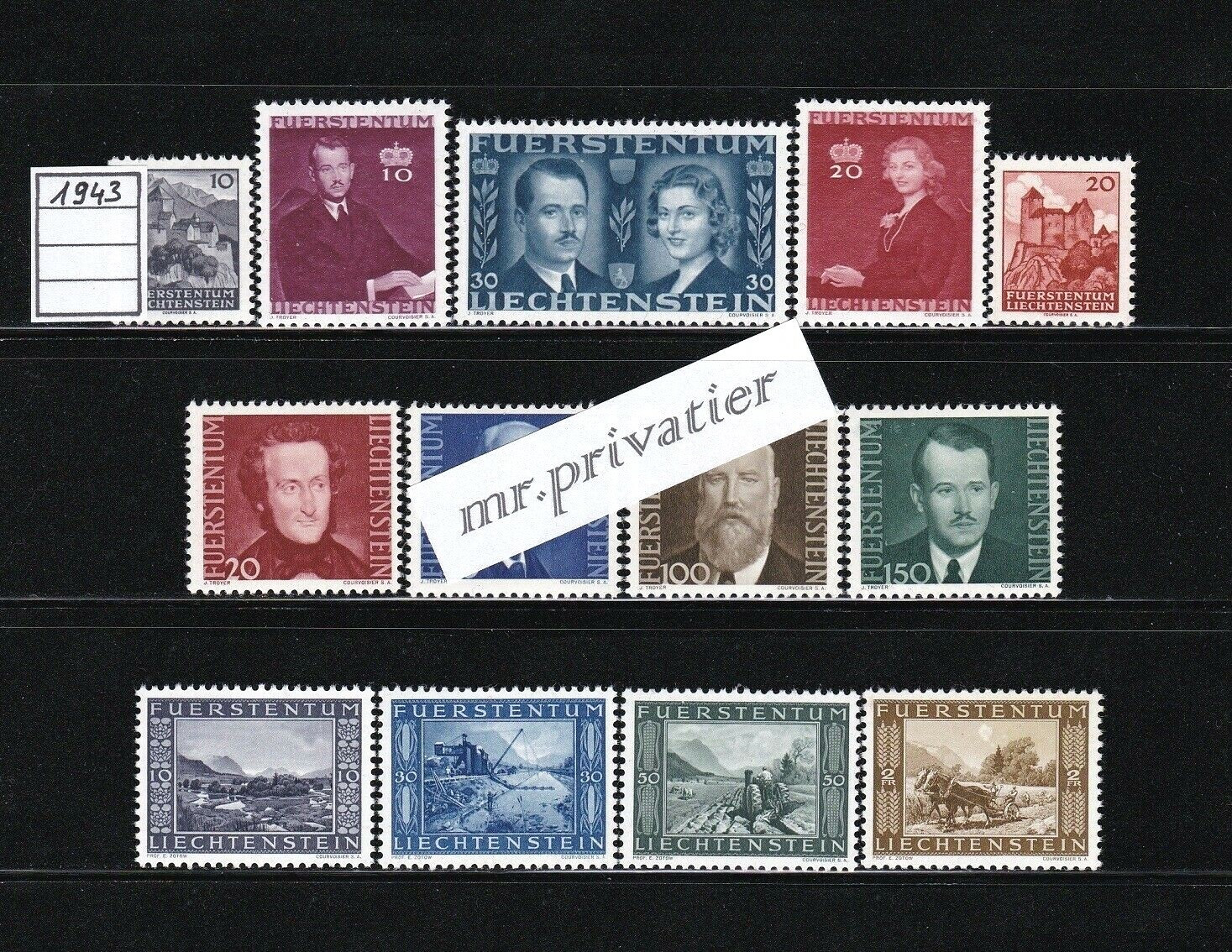 LIECHTENSTEIN 1943 - Complete Year.  MNH.  €44