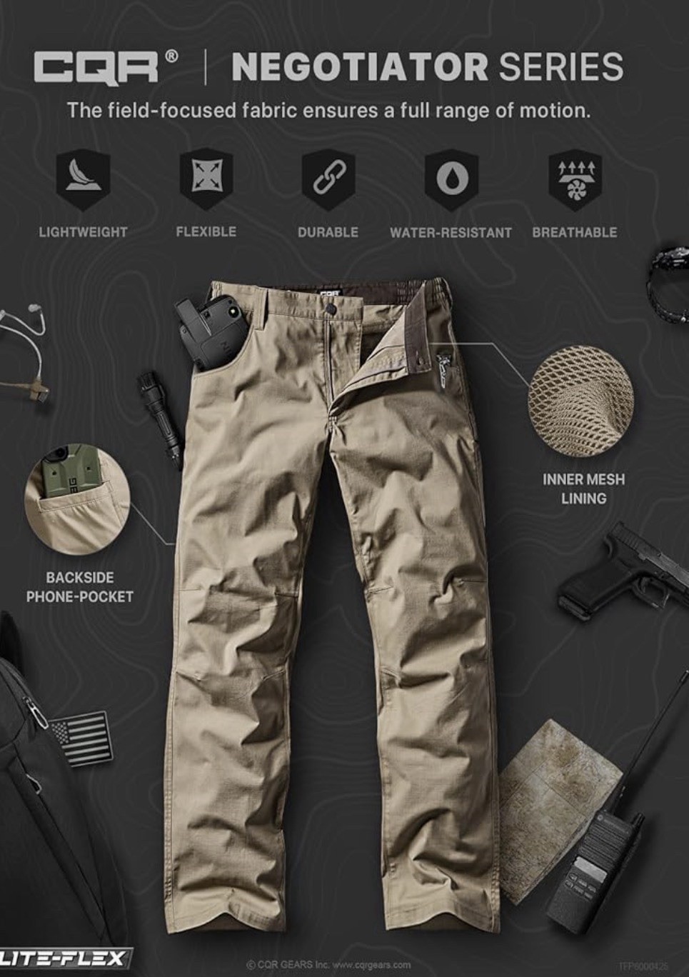 CQR Men\'s Tactical Pants, Water Resistant Ripstop Cargo Pants, Lightweight EDC CQR Men\'s Tactical Pants, Water Resistant Ripstop Cargo Pants, Lightweight EDC