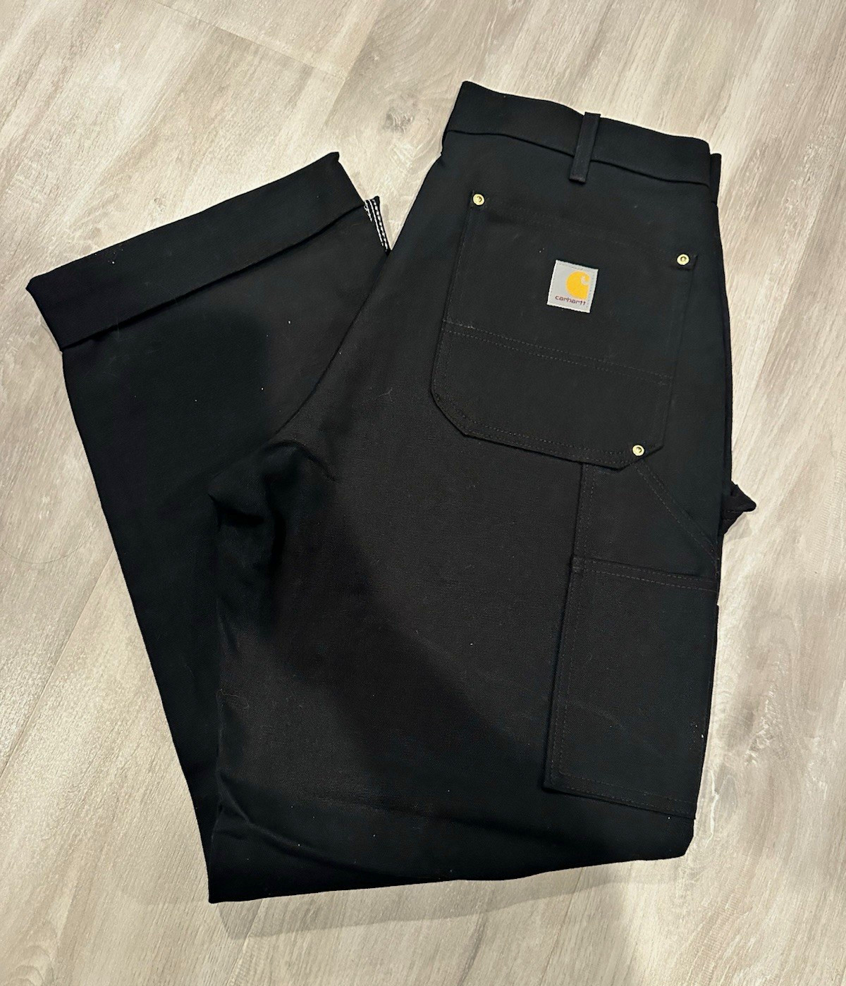 Carhartt B01 BLK Loose Fit Firm Duck Double knee Pants 34x32 Black