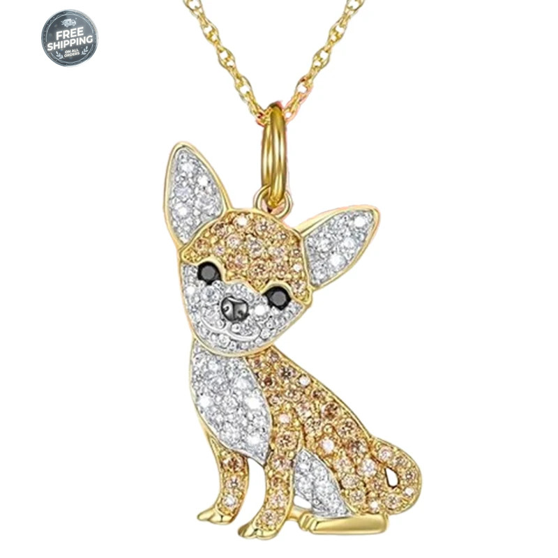 Exquisite and Cute Schnauzer Dog Pendant Necklace for Women Elegant Pet Puppy