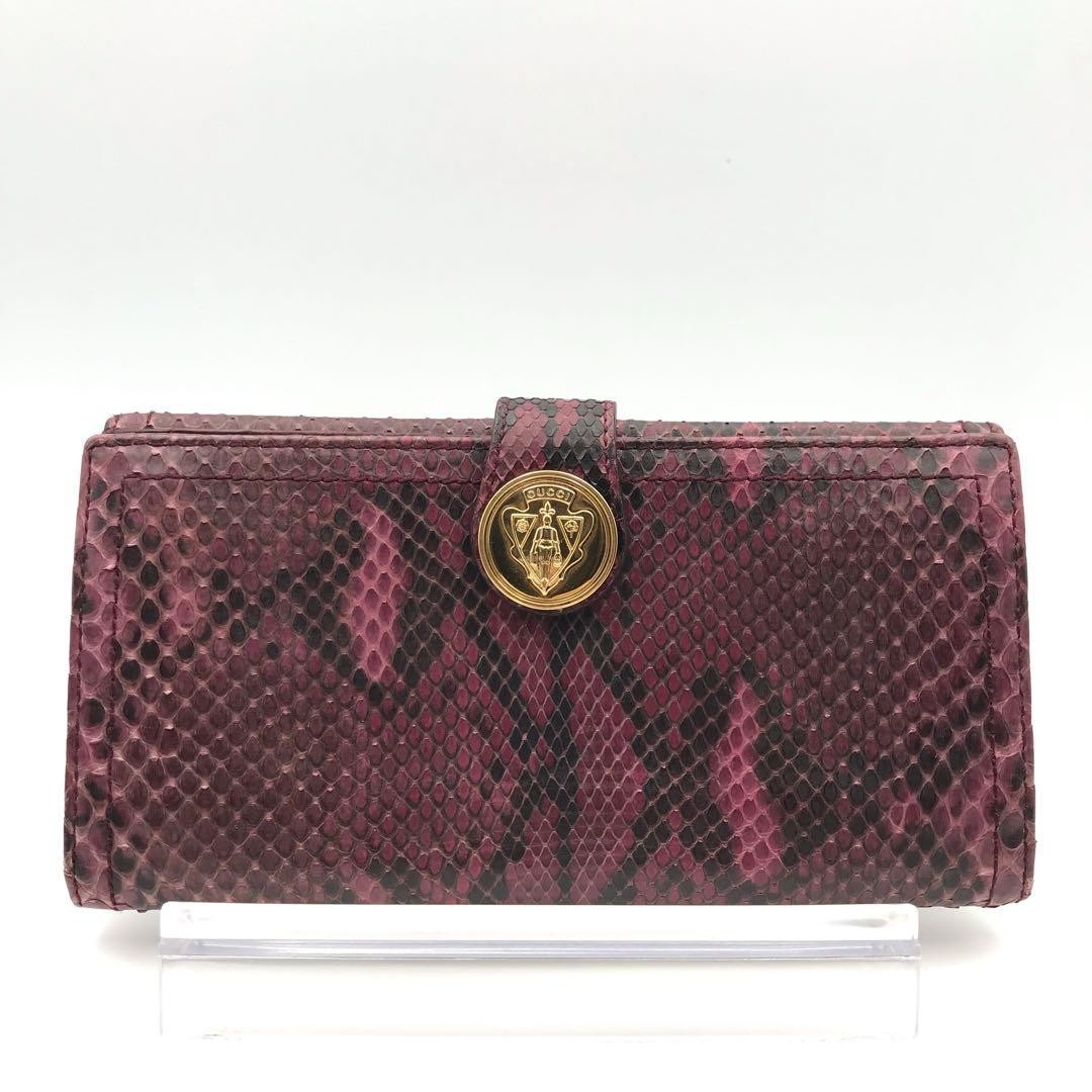 Gucci Old Gucci Python Leather Long Wallet Purple Near Mint gift