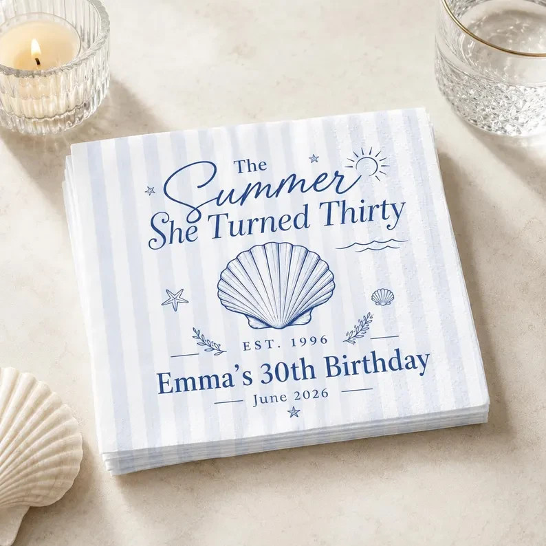 Personalized The Summer I Turned Thirty Napkins, Custom 30th Birthday NAPKTV0042