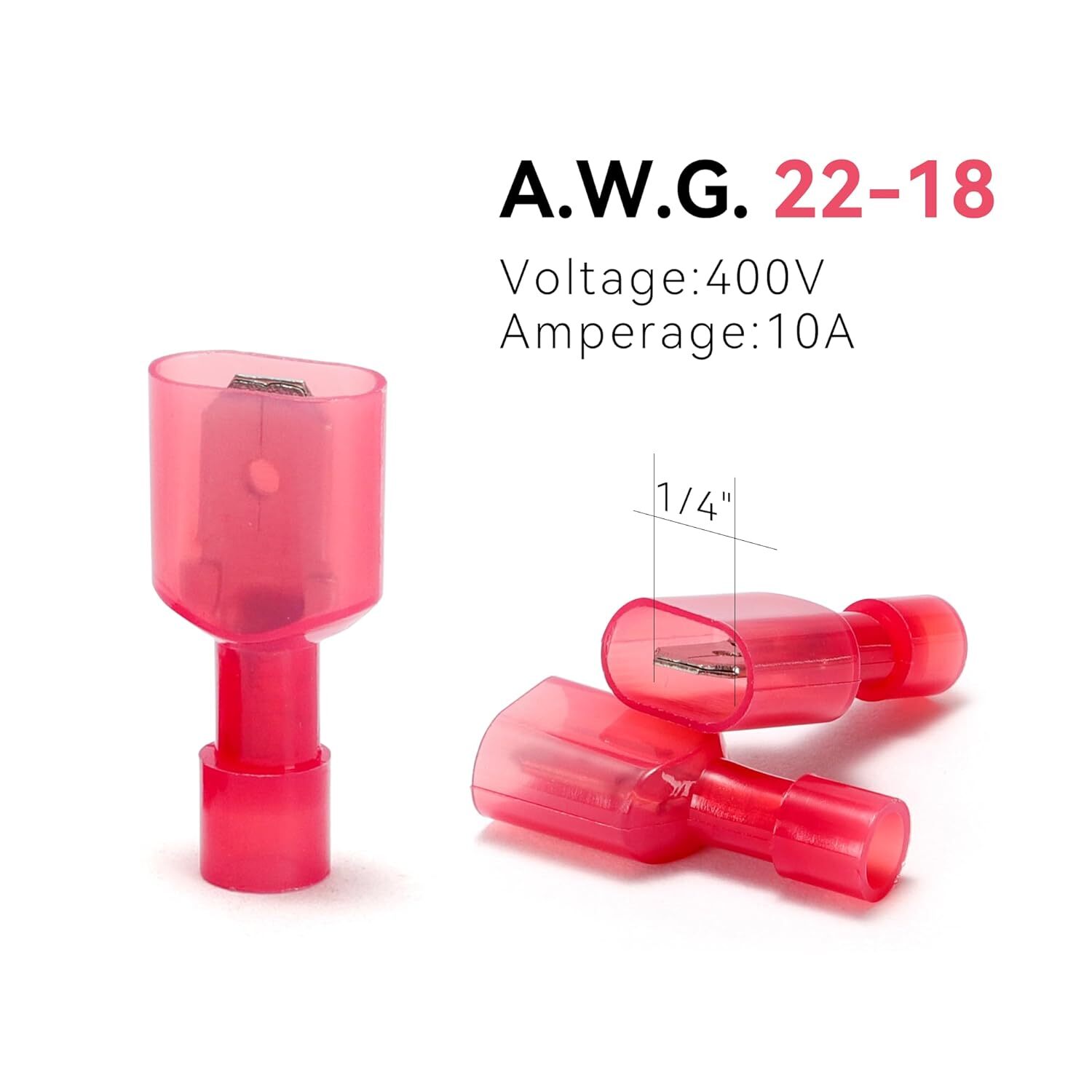 100/500Pcs 22-18 AWG Insulated Male Female Spade Terminals Crimp Wire Connectors