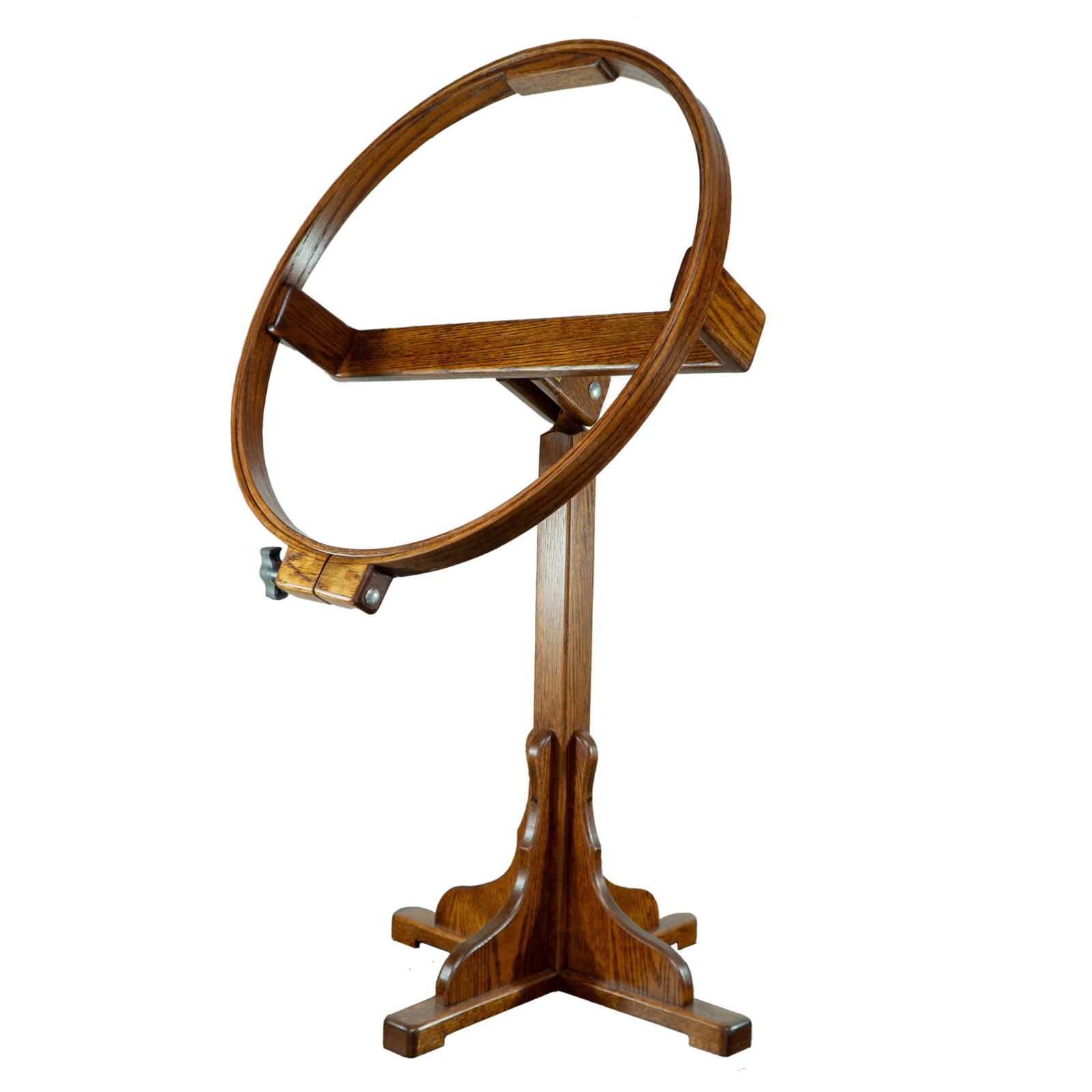 DutchCrafters Solid Oak Wood 22 Inch Round Extra Large Tilting Quilt Hoop wit...