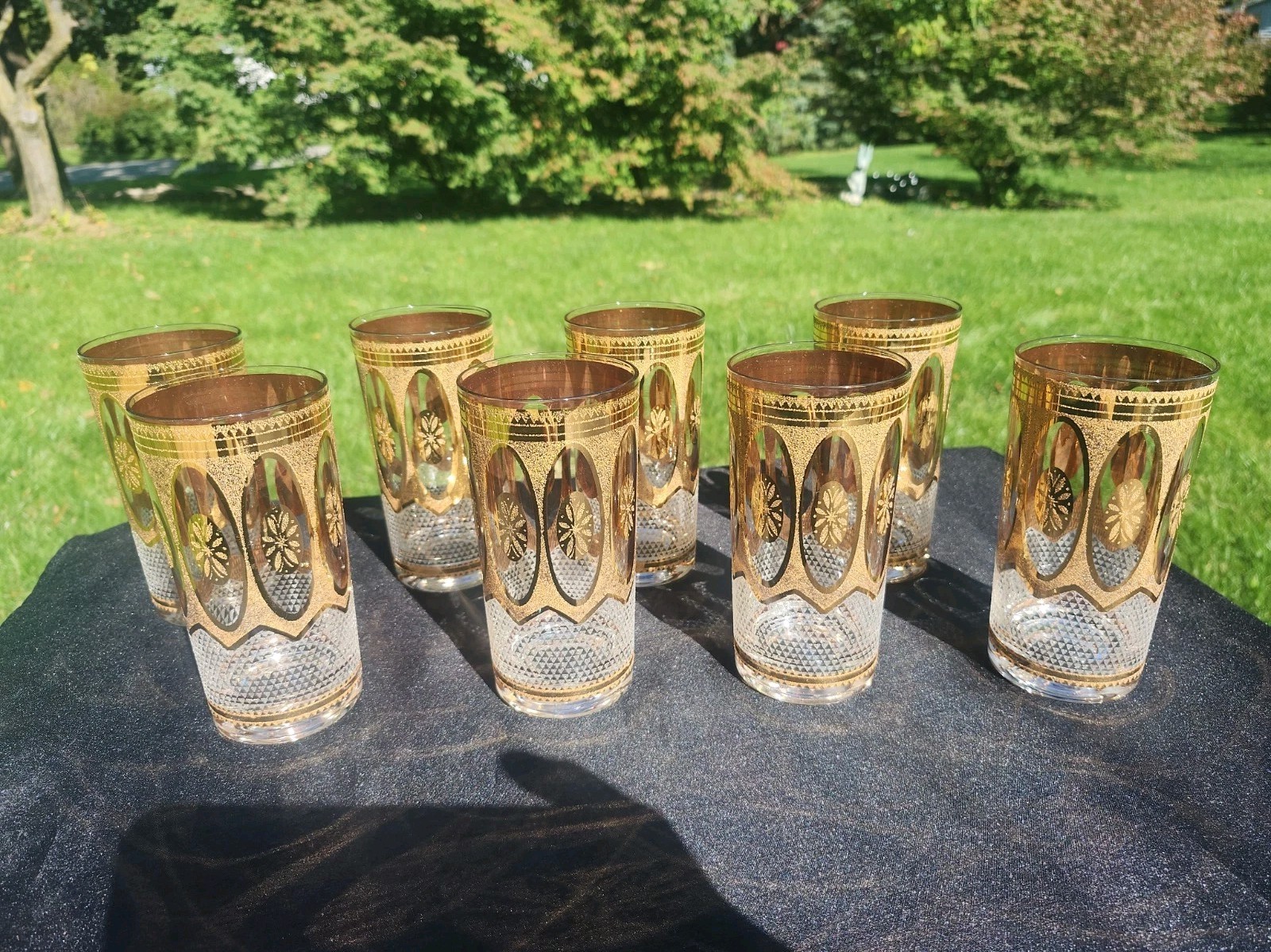 MCM Culver LTD 22KT Gold Accent Glasses Glassware Set of 8 PISA antigua Highball MCM Culver LTD 22KT Gold Accent Glasses Glassware Set of 8 PISA antigua Highball