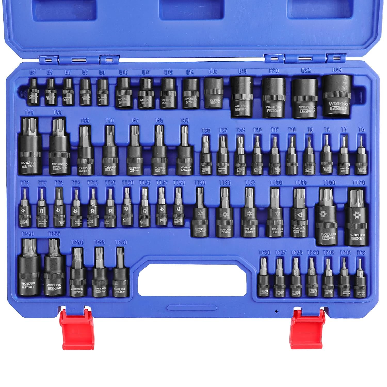 60-piece Master Torx Bit and E Socket Set CR-V Torx Sockets & E Socket Tool