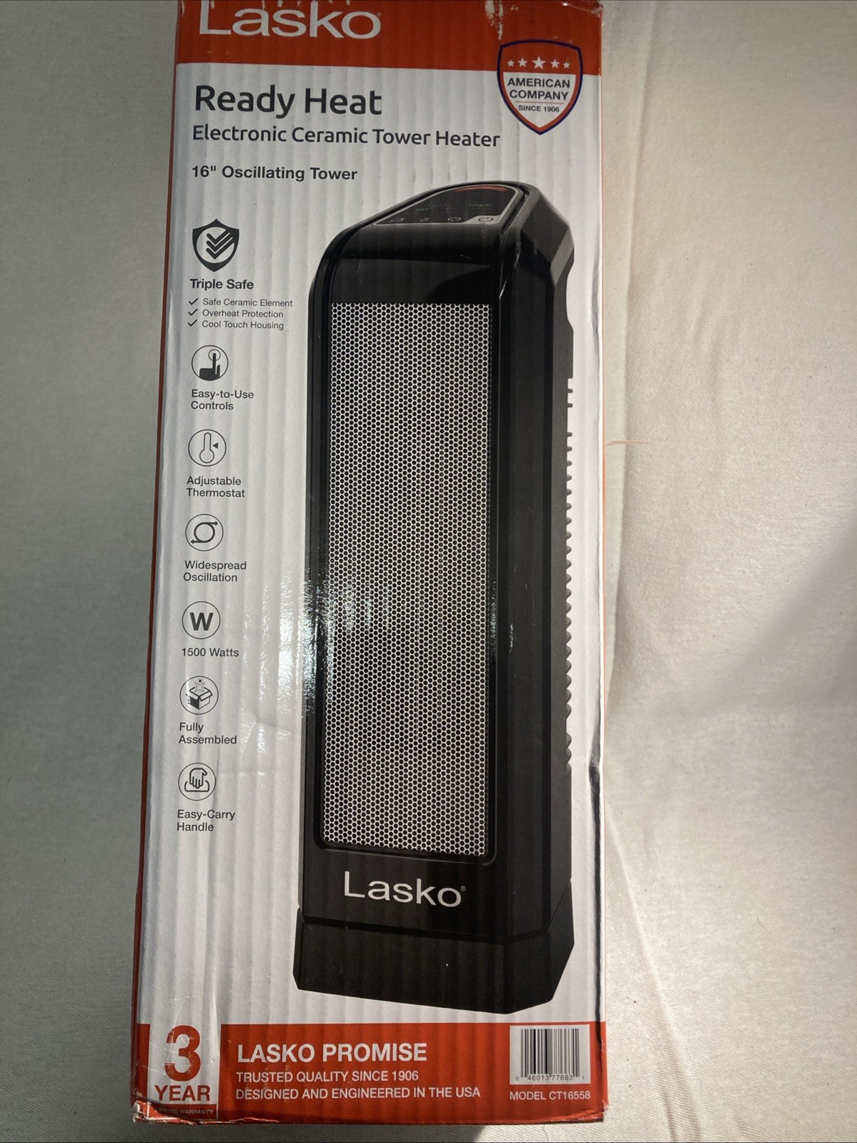 Lasko 150 sq ft Electric Ceramic Tower Space Heater